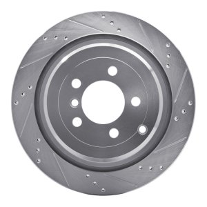 Land Rover Range Rover Brake Rotor (1) - Rear Right - R1 Concepts - Drilled & Slotted - Silver - `06-`12